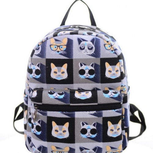 Teenage Girls School Backpacks Women Canvas Students Printing Backpack Small School Bags - Cat Backpacks